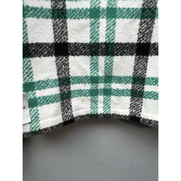 ASOS plaid Shacket Womens XS Green White Fuzzy Full Zip Pockets Oversized NEW - Picture 8 of 8